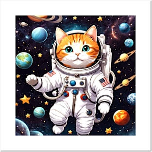 Space Cat Explorer, Graphic Design With Animals Posters and Art